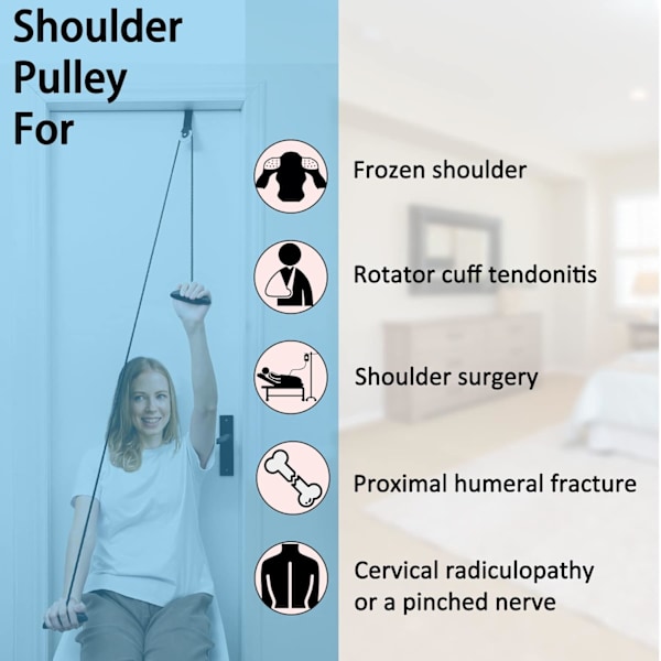 Axelbandsskiva över dörrfysioterapisystem, träningsrulle för fysioterapi, lindrar axelsmärta och underlättar återhämtning (svart)
