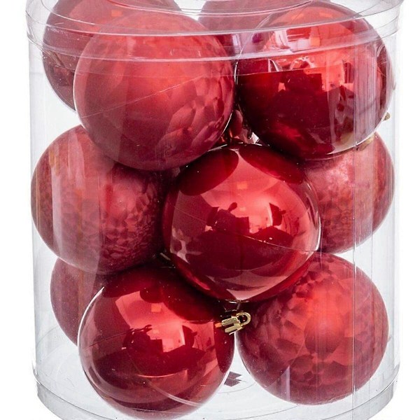 Julgranskulor Röd Plast 8 x 8 x 8 cm (12 stycken)