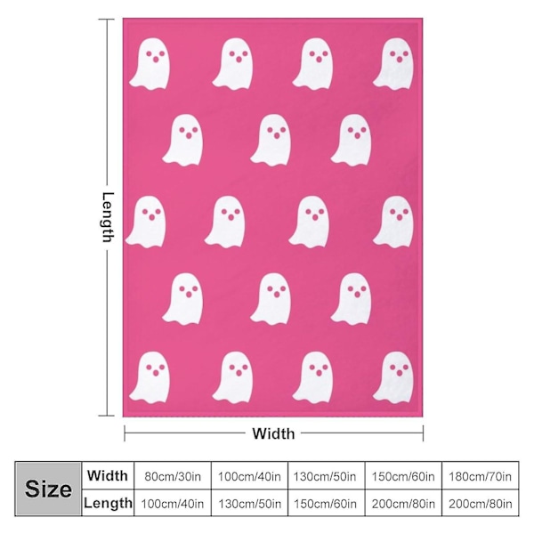Halloween Viral Rosa Spöke Filt Flanell Mjuk För Alla Säsonger Filtar Kawaii Plysch Söt Kastfilt För Sovrum (150x200cm, Flanell 03)