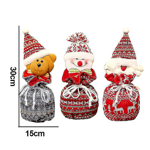 3 st julgåvor med dragsko, julklappspåsar