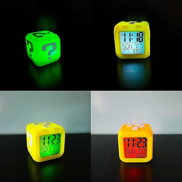 Kreativ nostalgisk Super Mario frågetecken fyrkantig lampa Ma Li 3D nattlampa Anime dekoration nattlampa liten väckarklocka