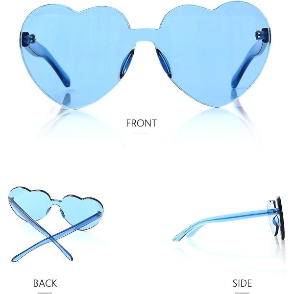 Ylisuuret reunattomat aurinkolasit All-in-One Heart Glasses Värilliset aurinkolasit