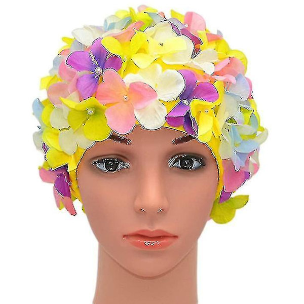 Svømmehue til kvinder i vintage stil, blomsterprint, retro stil, flerfarvet Niuniu
