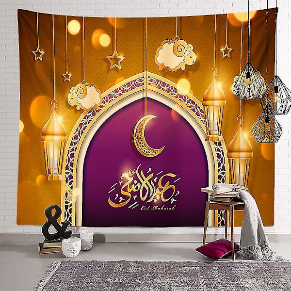 Evago 150*200cm Ramadan Dekorasjon Veggteppe Måne Stjerne Eid Mubarak Dekor Glad Ramadan Kareem Dekor Festival Forbruksvarer (9, 150X200CM)