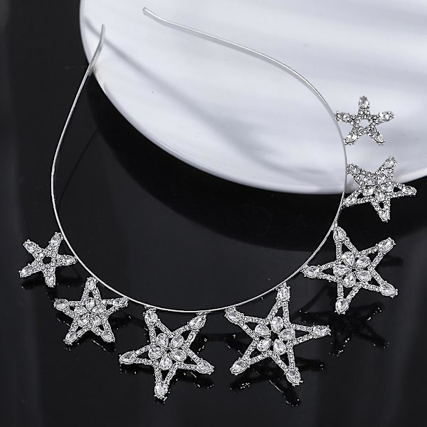 Bryllupsfest Brud Hodebånd Med Rhinestone Stjerne Dekor Sjarmerende Tiara For Brud