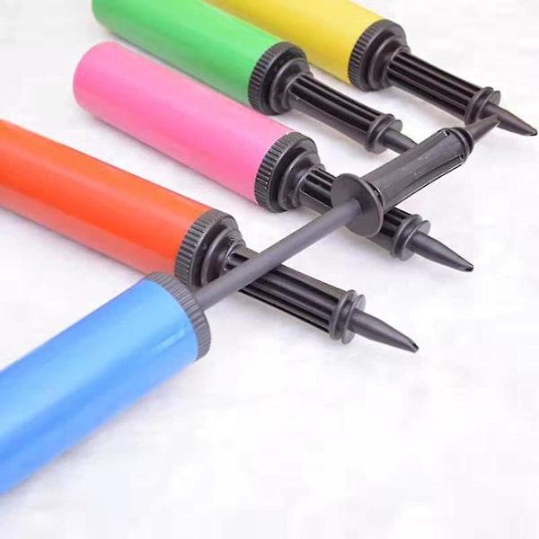 Manuell ballongpump, 2-pack, slumpmässig färg, bra för pastellballonger, matt ballong, festdekorationer tillbehör, ballonguppblåsare, luftpump