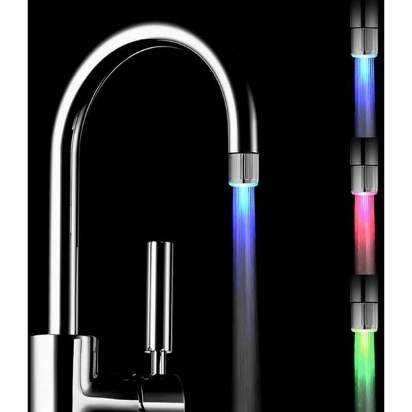 Färgglad LED-vattenkran med 3 färger temperaturkontrollväxling, vattenströmskranduk för kök och badrum,HANBING