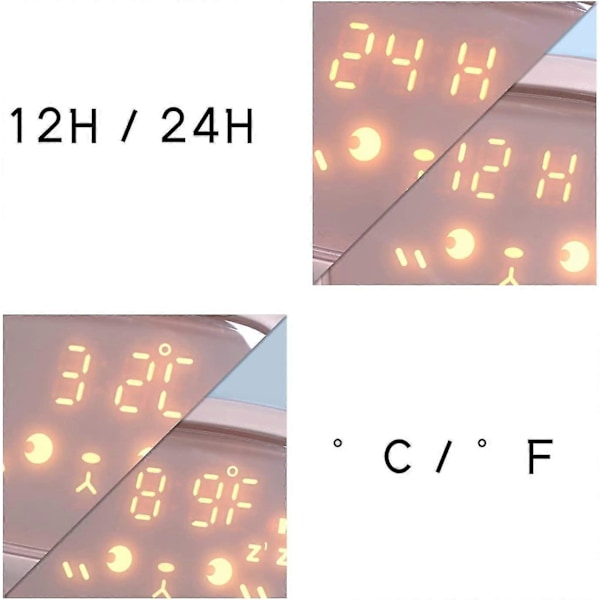 Angel Smart Väckarklocka Barn Kreativ Laddning Liten Väckarklocka Multifunktionell Digital Klocka LED Nattlampa (Rosa)
