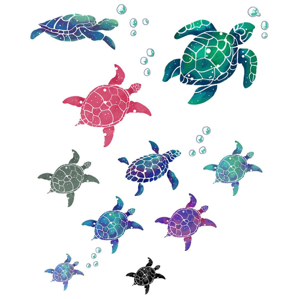 Merikilpikonnan vinyyliseinätarrat, vedenalaisen sinisen kilpikonnan seinätarrat, vedenpitävät kilpikonnakuplatarrat kylpyhuoneeseen Makuuhuoneen wc Lastenhuoneen lastenhuone joulukuu