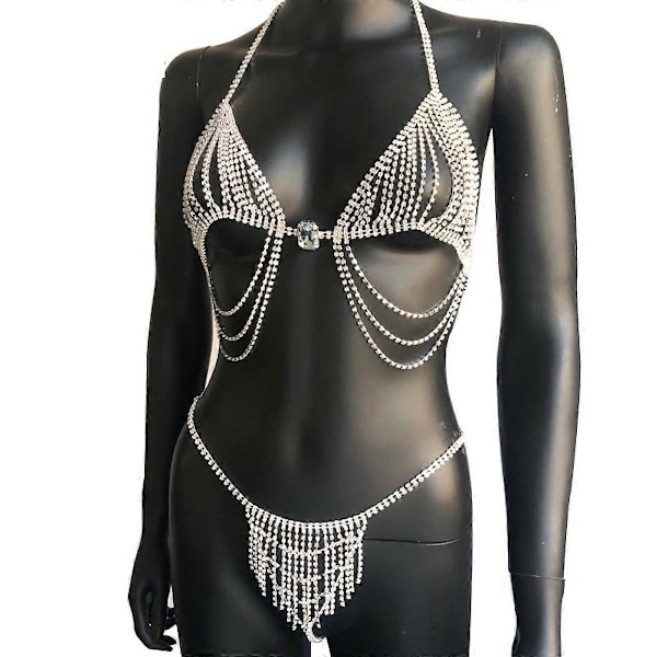 Diamant Super Flash Rhinestone Tofs Bröstkedja Kroppskedjor för Kvinnor och Flickor