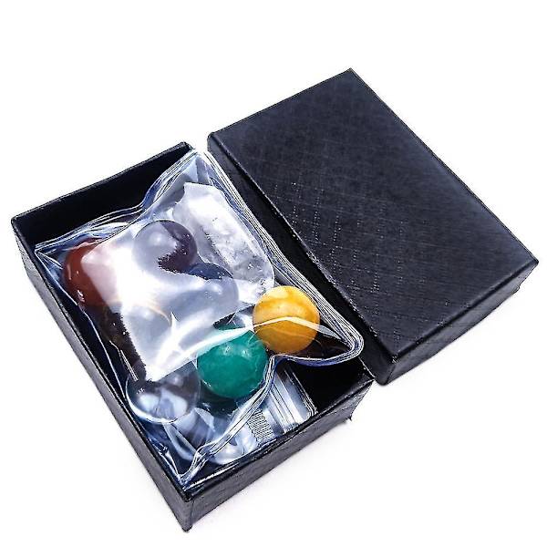 7 Chakras Kristallkula Sfärisk Set 7 Rullande Chakra Stenar Med Kristallspetsar Skrivbordsdekoration