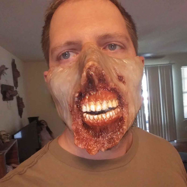 Halloween Dekorationer Halloween Åben Mund Brænd Horror Halv Ansigt Latex Maske Nyt Produkt Maske