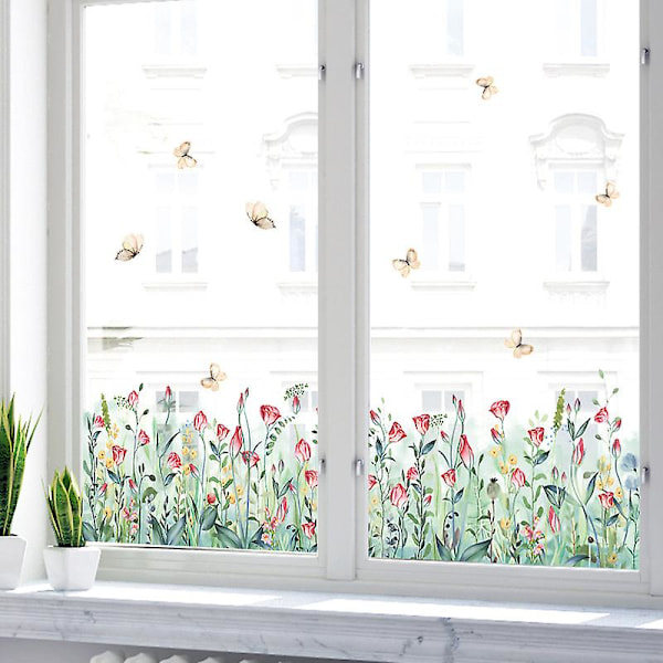 En uppsättning väggdekaler blommor växter fjärilar vackra dekorativa väggdekaler för vardagsrum sovrum kontor vägg växtdekaler