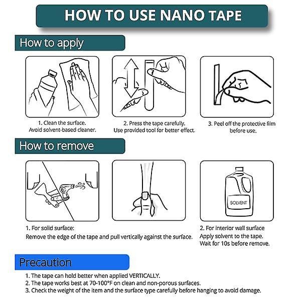 5M Nano Magic Kaksoispuolinen Teippi Läpinäkyvä Teippi Uusiokäyttöinen Vedenkestävä