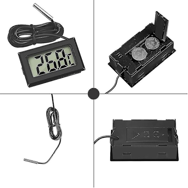 4x Digital LCD Termometer Temperaturmätare Med Extern Givare För Kylskåp