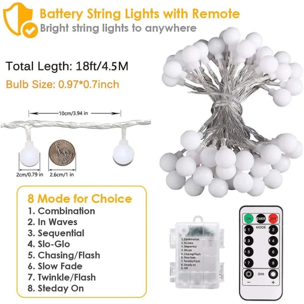 led String Lights - Akkukäyttöiset Globe Starry Fairy String Lights kaukosäätimellä (multi )