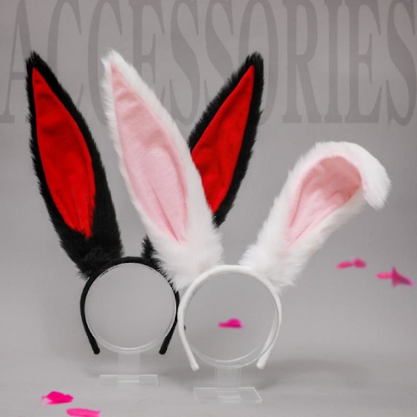 Lolita Bunny -korvakorut Karvaiset Kanin Korvakorut Suuret Karvaiset Söpöt Eläimen Korvakorut Hiusholkki Nauhat Hiusten Tarvikkeet Pääkoriste Juhliin Prom C