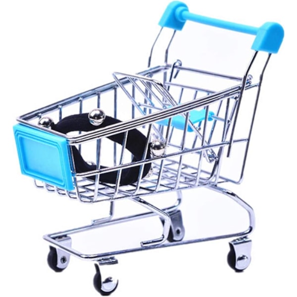 2 st Mini Varukorg Supermarknads Handvagn Shopping Utility Cart Mode Lagring Leksak (blå och lila)