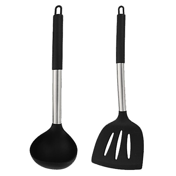 2-pack Silikonköksredskapssats, Icke-klibbig, Rostfritt Stålhandtag, Värmebeständig