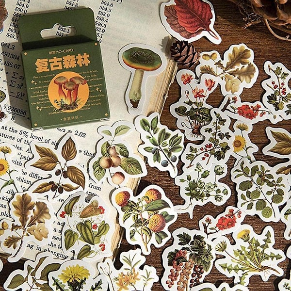 46 stk./æske Vintage Forest Plant Stickers Klæbende Papirvarer Stickers Dekorative Æstetiske Stickers Til Scrapbooking Bøger