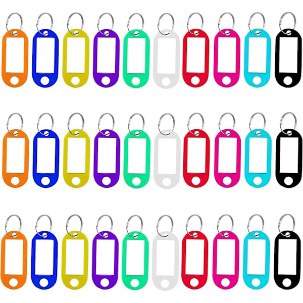 Nøkkelbrikkeholder, 30 stk. Holdbar gjenbrukbar plast nøkkelbrikkeholder ID-brikke for hotellkontor Reisebagasjebrikk 10 farger 5cm*2.2cm