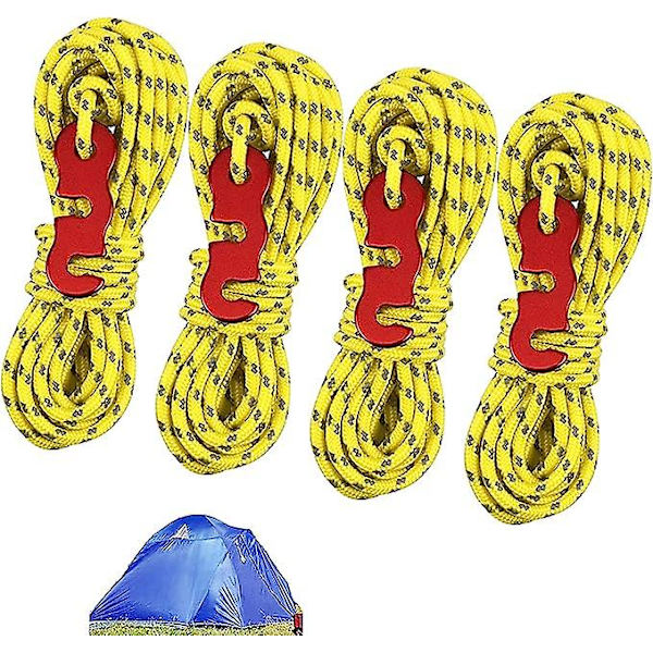 4 st nylonrep med spännare, studsmatta tältrep, reflekterande tältrep, tältrepsdelar och tillbehör, för utomhuscamping, vandring, markis