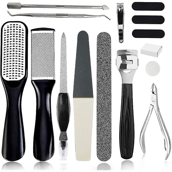 Pedikyrset 15 i 1, Fotfil Callus Remover Hård, Sprickig, Död Hud Fotvård Verktyg - Professionellt Pedikyrverktygssats För Män, Kvinnor