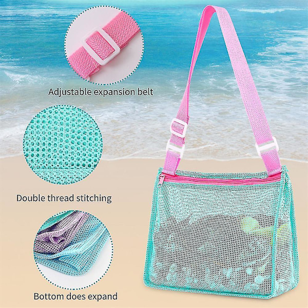 3 stk Fargerike Mesh Strandvesker Skall Mesh Vesker For Barn (Stil 1)