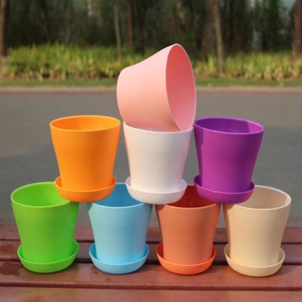 Krukväxter i harts, inomhus och utomhus, plastblomkruka, blomkruka med pall, L, aprikos