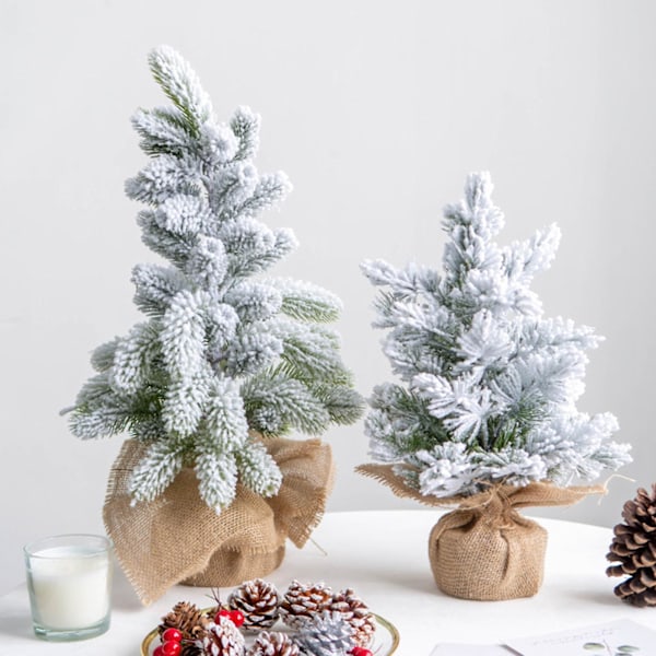 Vivid Fine Texture Mini Julgran Realistisk Handgjord Flockad Julgransmodell för Hemmet (2,50cm)