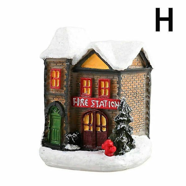 Julelandsbyhuse Julemand Snemand Tog Snescene LED Lys Op Julepynt Harpiks (H)