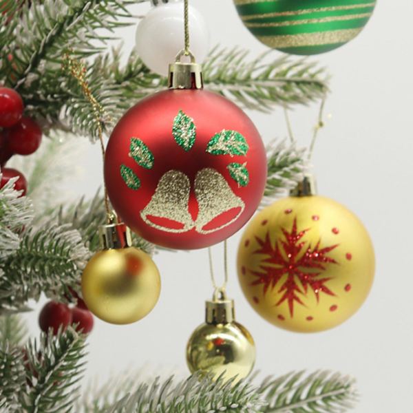 1 Set 3/6CM Julkulapp Matt Glans Glitter Julgran Hängande Boll Ornament Hänge (E)