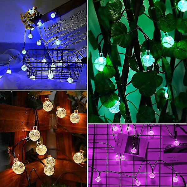50 LED Solcelledrevne Feelykter - Fargerike Krystallkulelys For Hage, Terrasse, Halloweenfest