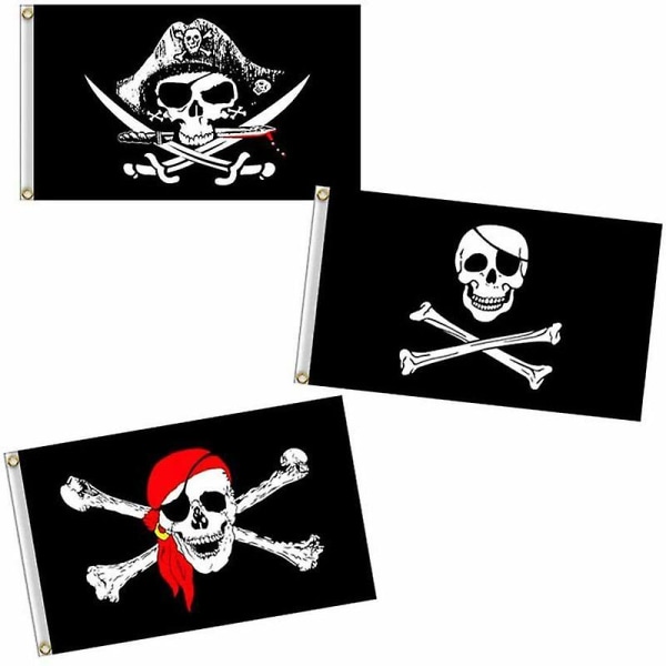 Pirate Lippu 60x90cm Lippu ulkoilma-merirosvojuhliin KTV Skull Banner Halloween Decorations Bar UV-kestävä 1kpl