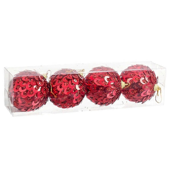 Julgranskulor Röd Plast Polyfoam 8 x 8 x 8 cm (4 stycken)