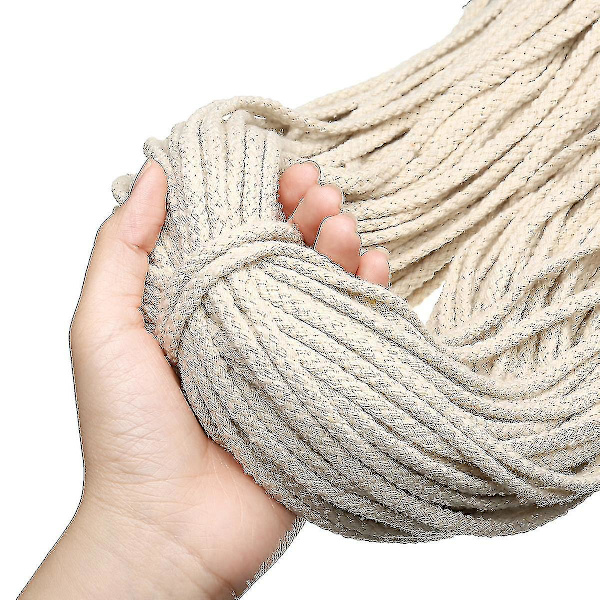 5mm 100m Makramérep Naturlig Beige Bomull Tvinnad Rephantverkare Hantverk