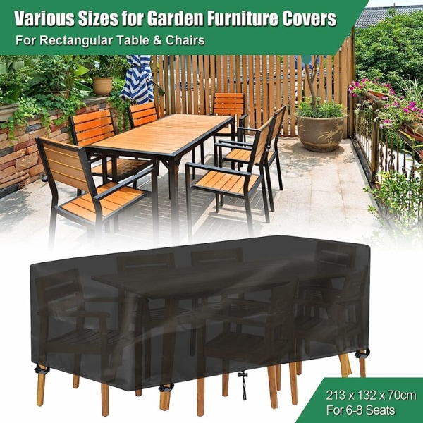 Cover, rektangulärt vattentätt cover för trädgårdsmöbler utomhus (213x132x72cm)