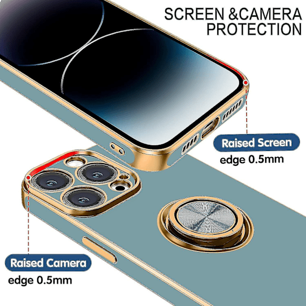 iPhone 14 Pro Max Skal, Smalt Lättviktigt 360-Graders Ringhållare Kickstand Stöd Bilhållare Stötsäker Kvinnor Män Halksäker Skyddande Skal För iPhone 14 Pro Max