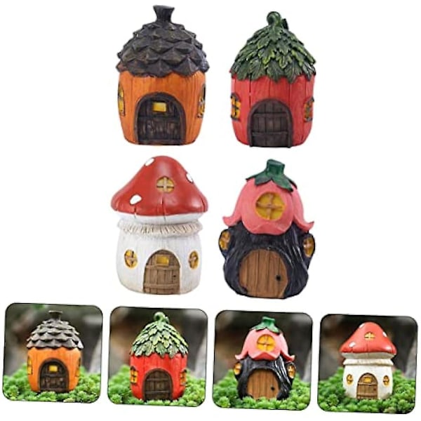 4 stk. Mikrolandskab Landskabsskrivbord Topper Terrarium Tilbehør Planter Dekoration Mini Svampe Figurer Fe Hjem