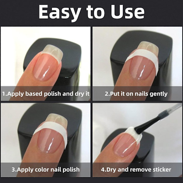 3 Designs Fransk Manikyr Nagelkonst Stickers, Självhäftande Nagelspetsar Guider för DIY Dekoration Stencil Verktyg