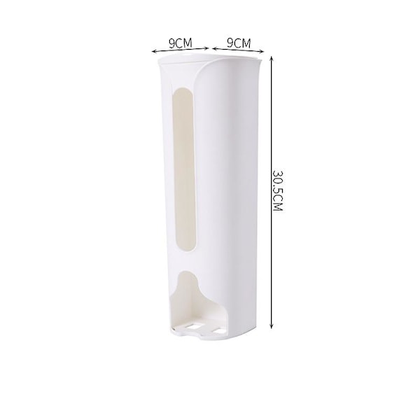 Väggmonterad sopsäckförvaringslåda Köks plastpåshållare Förvaringslåda Badrum Sopåse Dispenser Kökstillbehör, Vit, 9x9x