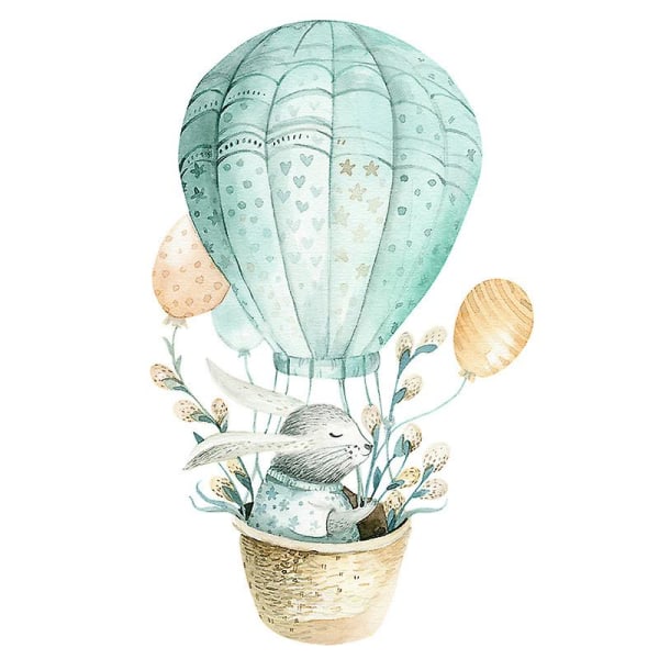 Tecknad kanin Varmluftsballong Väggdekaler Barnrum Baby Dekorativa dekaler, 1 set - 30*60 cm