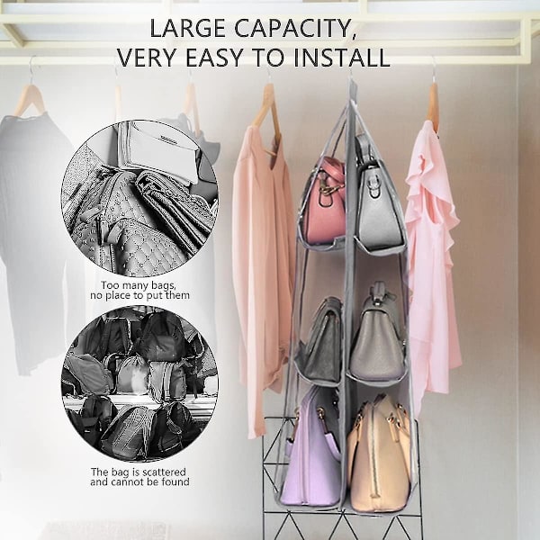Hængende Håndtaske Pung Organizer, 2 stk Hængende Pung Håndtaske Organizer Transparent Støvfri Garderobe Skab Opbevaring Holder Taske Garderobe Skab Plads