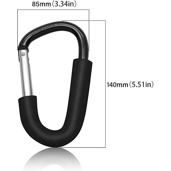 1Pack Stora Buggy Clips Barnvagnsclips för Barnvagn - D-formad Karabinhake Baby Barnvagn Barnvagnskrok Hållare Organizer för att hänga väskor