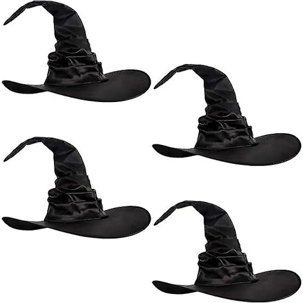 4-pack Halloween Häxhatt Stor Trollkarlhatt för Halloweenfest Dekoration Cosplay Kostymtillbehör