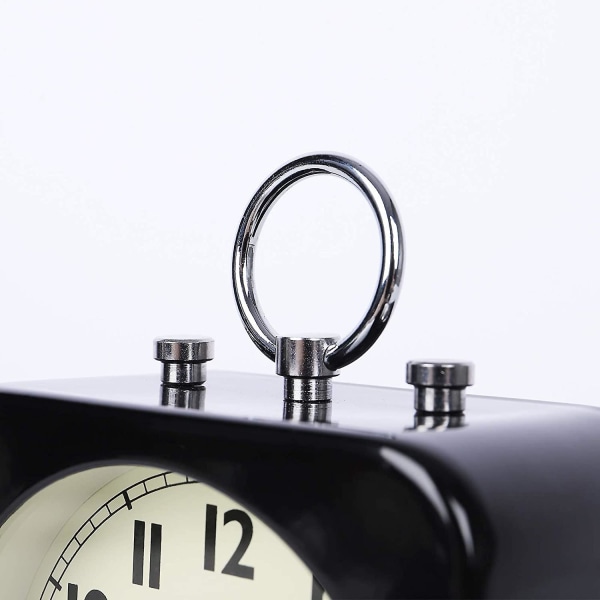8,5 cm Analog väckarklocka Svart fyrkantig Tyst Liten Metall Resväckarklocka för barns säng