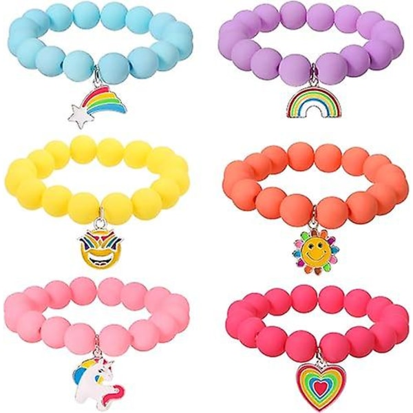 Unicorn Beads Pendant Bracelet For Kid Girl, 6pc, Friendship Bracelet Good Friend Gift N