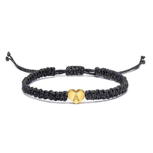 Guld förbokstav A Heart Charm Armband För Kvinnor Tonåring Flickor Handgjorda rep vävda justerbara smycken Personlig födelsedagspresent för kvinnor