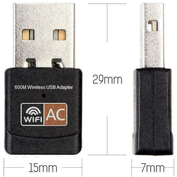Usb Wifi Adapter, Ac600 Mbps Dual Band 2,4/5ghz trådløs USB Mini Wifi Nettverksadapter 802.11 Mini Wireless For bærbar PC/stasjonær/PC, Støtte Desktop Lap