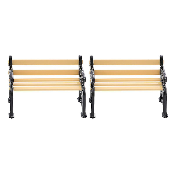 2 stk. Mini husbænk miniature møbler park stol have landsby gårdhave bænk (sort)
